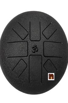 Happy Drum Pan with Rubber Musical Mallet and Travel Bag for Meditation & Yoga Sound Healing (Matte Black)