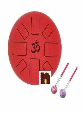 Happy Drum Pan with Rubber Musical Mallet and Travel Bag for Meditation & Yoga Sound Healing (Matte Red) (8 Inches) 1