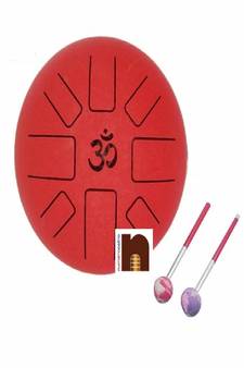 Happy Drum Pan with Rubber Musical Mallet and Travel Bag for Meditation & Yoga Sound Healing (Matte Red) (8 Inches)
