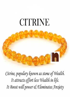 Citrine | Sunela Round Beads Stretchable Bracelet For Men & Women (1 Pc) 1