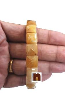 Yellow Jade Pyramid Shape Stone Bracelet (Stretchable) (1 Pc)