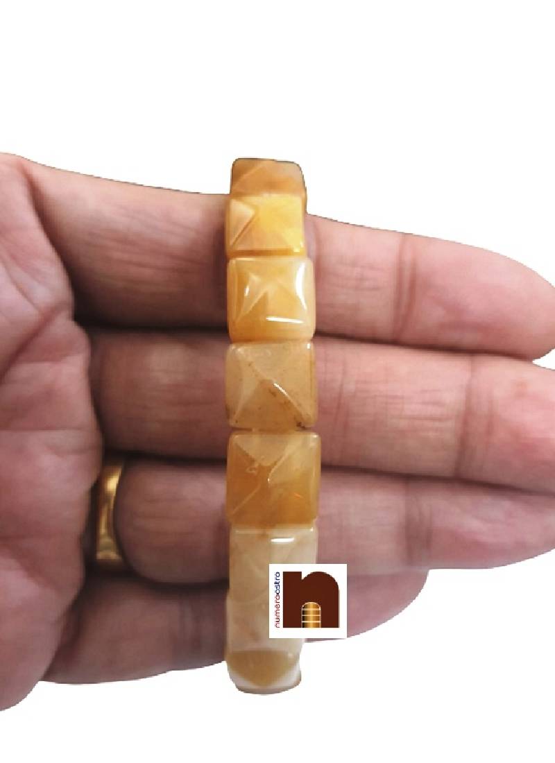 Yellow Jade Pyramid Shape Stone Bracelet (Stretchable) (1 Pc)