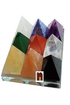 Nine | 9 Stones Pyramids On Glass Plate For Vastu Correction (4.5 Cms) (1 Pc)