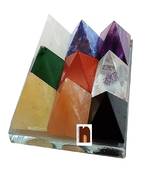 Nine | 9 Stones Pyramids On Glass Plate For Vastu Correction (4.5 Cms) (1 Pc)
