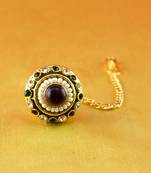 Borla Mang Tika  Gold Platted Stone Meenakari Cz Ad Moti Pearl Polki Kundun