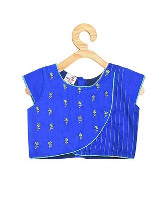 Kinder Kids Girls Blue  Green Embroidered Ready to Wear Lehenga  Blouse With Dupatta 3