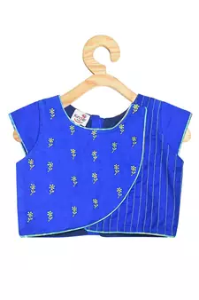 Kinder Kids Girls Blue  Green Embroidered Ready to Wear Lehenga  Blouse With Dupatta
