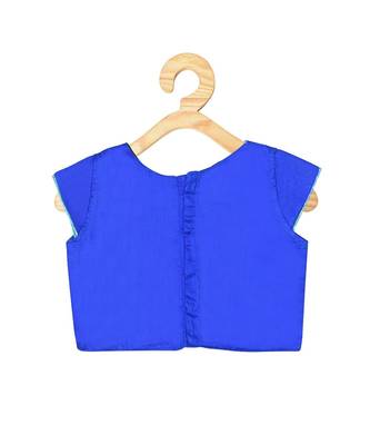 Kinder Kids Girls Blue  Green Embroidered Ready to Wear Lehenga  Blouse With Dupatta 4