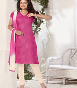 Pink Embroidered Chaderi and jacquard unstitched salwar with dupatta