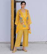 Linen Embroidery Yellow Kurta Sets