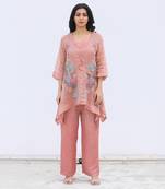 Linen Embroidered Pink Kurta Sets