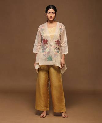 Linen Embroidered White Kurta Sets 1