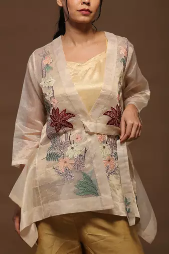 Linen Embroidered White Kurta Sets