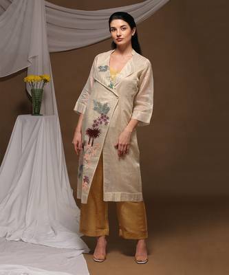 Linen Embroidered White Kurta Sets 1