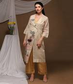 Linen Embroidered White Kurta Sets