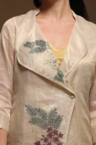 Linen Embroidered White Kurta Sets