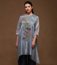 Linen Embroidered Blue Kurta Sets