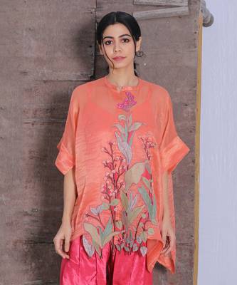 Linen Embroidered Pink Kurta Sets 3