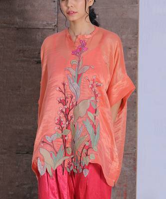 Linen Embroidered Pink Kurta Sets 4