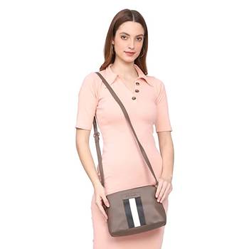 Brown Striped Sling Bag 4