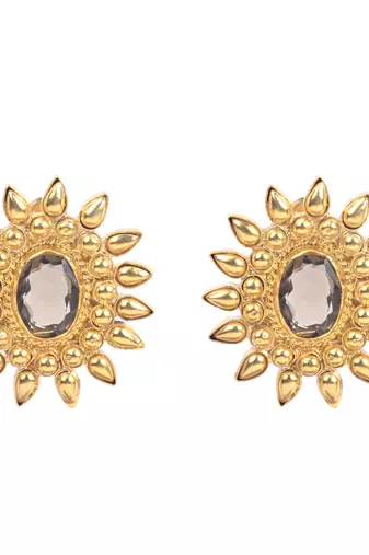 Gold quartz   earrings