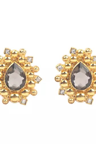 Gold onyx earrings