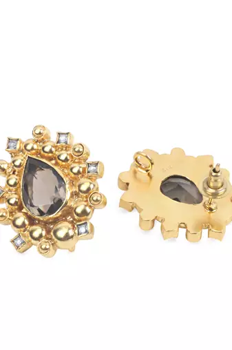 Gold onyx earrings