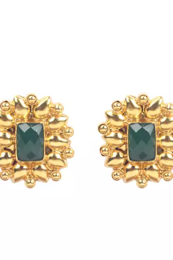 Gold emerald   earrings
