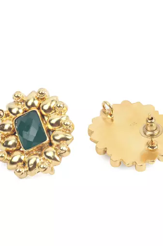 Gold emerald   earrings