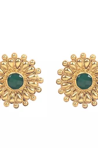 Gold emerald   earrings
