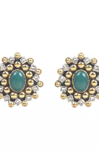 Silver emerald   earrings