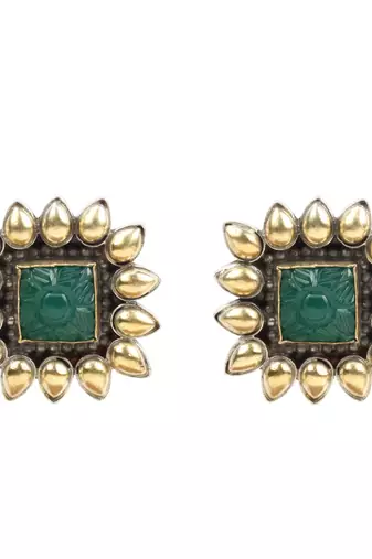 Gold onyx earrings
