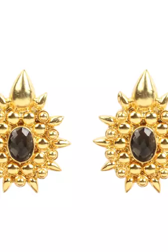 Gold onyx earrings