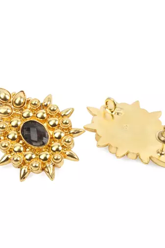 Gold onyx earrings