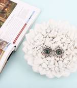 Silver emerald   earrings