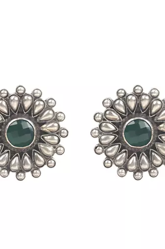 Silver emerald   earrings