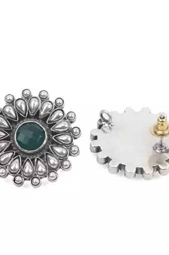 Silver emerald   earrings