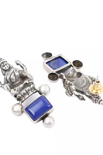 Silver lapis lazuli earrings
