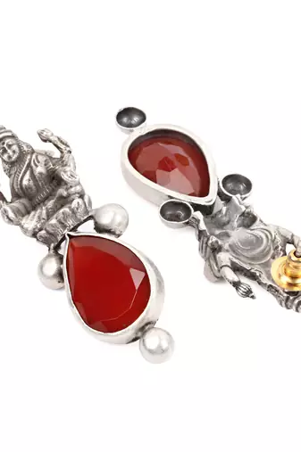 Silver onyx earrings