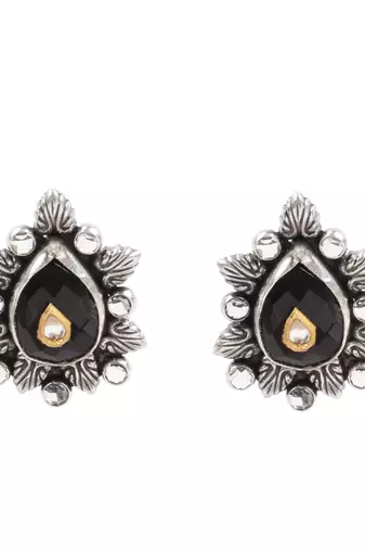 Silver onyx earrings