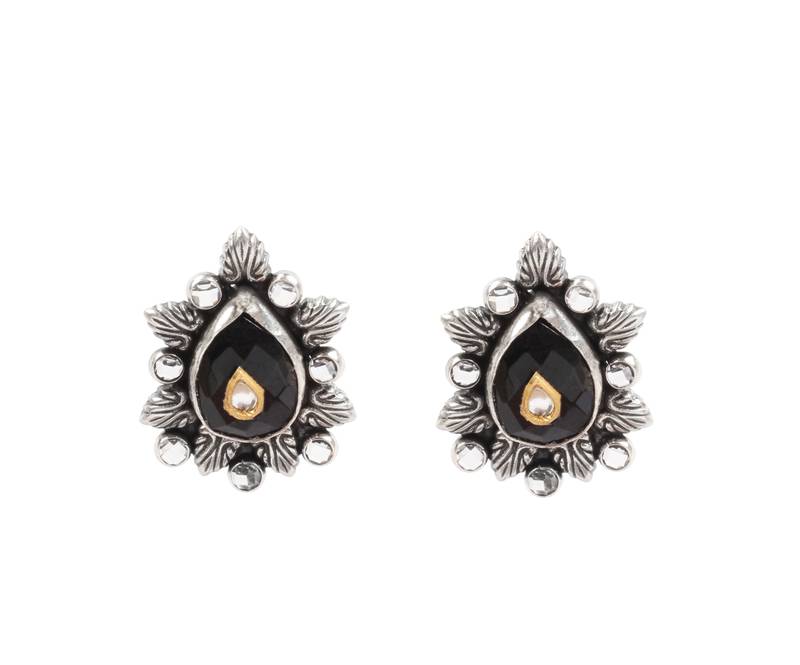Silver onyx earrings