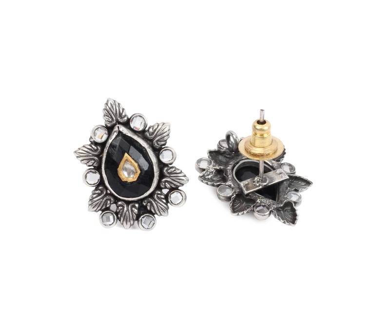 Silver onyx earrings