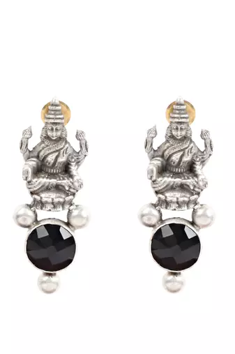 Silver onyx earrings