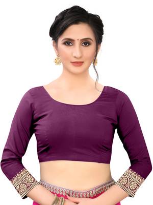 Purple Woven Cotton Silk Saree With Blouse 5