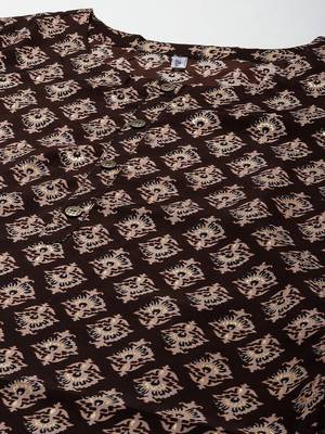 Brown printed polyester kurtas-and-kurtis 4