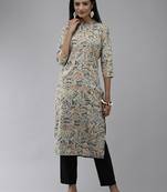 Blue printed polyester kurtas-and-kurtis