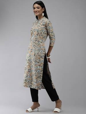 Blue printed polyester kurtas-and-kurtis 2