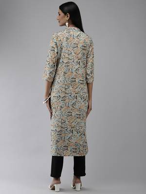 Blue printed polyester kurtas-and-kurtis 3