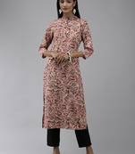 Peach printed polyester kurtas-and-kurtis