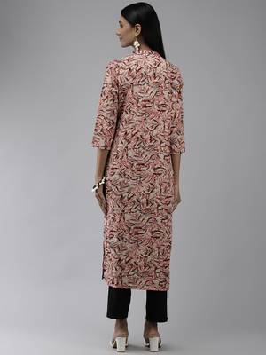 Peach printed polyester kurtas-and-kurtis 3